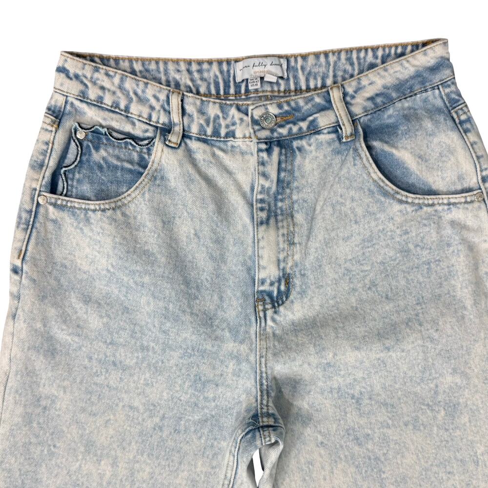Never Fully Dressed Light Wash Blue Scallop Detail Straight Leg Jeans size 10 - Picture 11 of 13